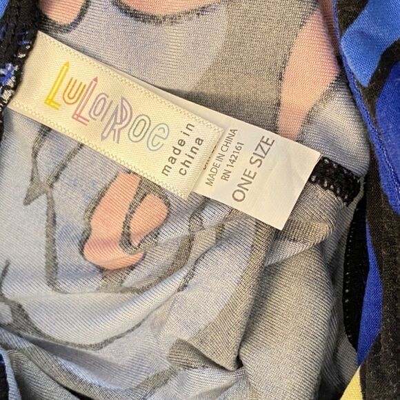 1456 LuLaRoe Leggings Size OS Blue And Brown A\Giant Roses Print New - Picture 3 of 4